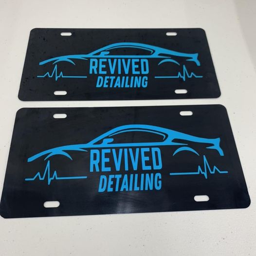 custom license plates for detailing shop or car dealer